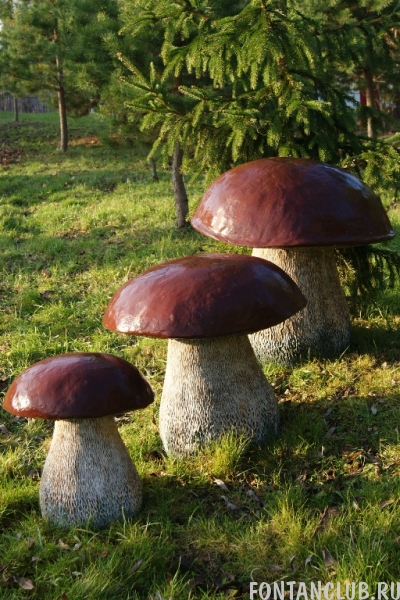 Садовая фигура грибы Боровики (белые), набор 3 шт, Н-50,60,70см