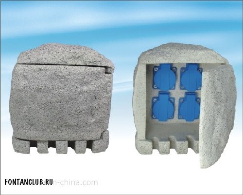 Удлинитель на 4 розетки влагозащищённый с декорацией под камень, с магнитной дверцей, заземлением. CSB-104 